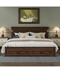 Streamdale Furniture Led Storage Bed with Usb, Pinewood Frame