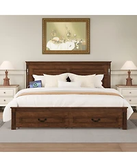 Streamdale Furniture Led Storage Bed with Usb, Pinewood Frame