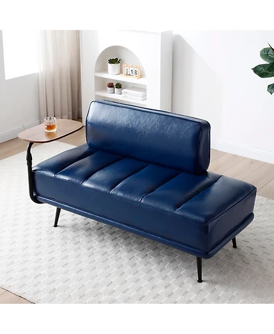 Streamdale Furniture Faux Leather Swivel Tray Bench with Metal Legs