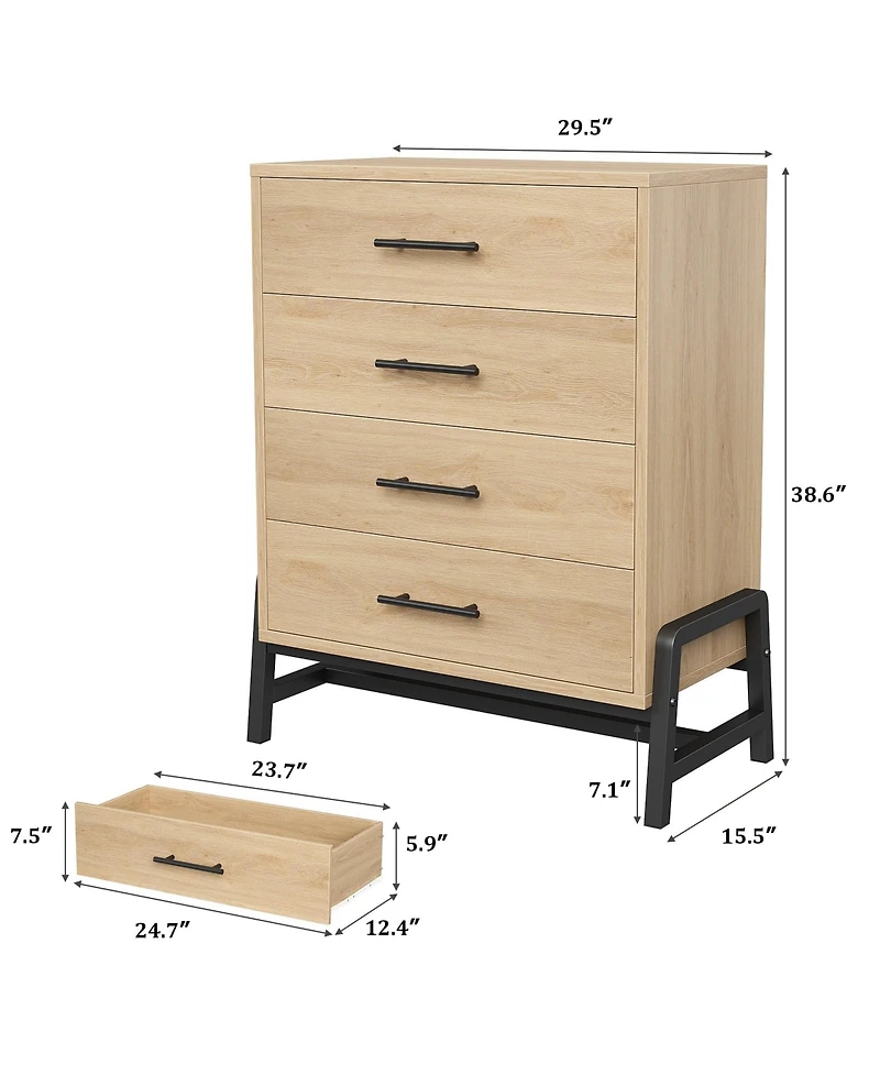gaomon 4-Drawer Dresser for Bedroom Tall Freestanding Wooden Storage Chest