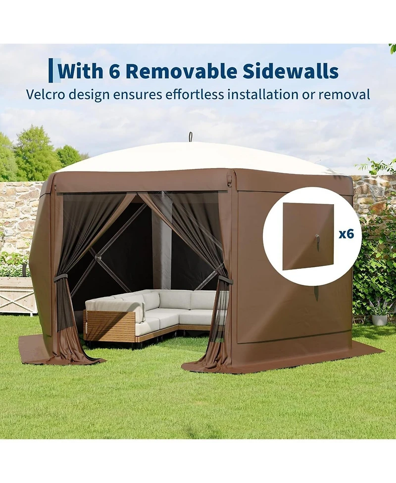 gaomon 11.8Feet Collapsible Gazebo Tent with 6 Removable Wind Panels for Outdoor Events, Camping, Patio, Backyard
