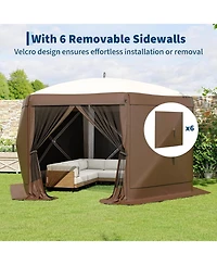 gaomon 11.8Feet Collapsible Gazebo Tent with 6 Removable Wind Panels for Outdoor Events, Camping, Patio, Backyard
