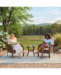 homfan Outdoor Wicker Chairs Set of 2 with High Backs and Cushions, Pe Rattan Patio Conversation Seating for Porch, Deck, Balcony