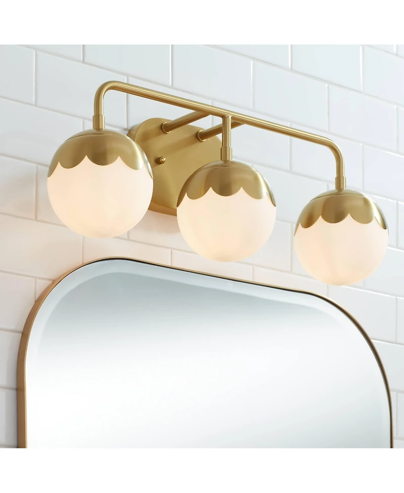 360 Lighting Camila 22 1/2" High 3 Light Bathroom Vanity Wall Lamp Light Fixture Mount Over The Sink Mirror Antique Brass