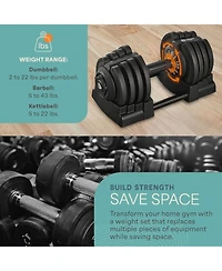 Lifepro Adjustable Dumbbells Set with Rack - Quick Adjust Weights, Secure Grip, Compact Design for Home Gym