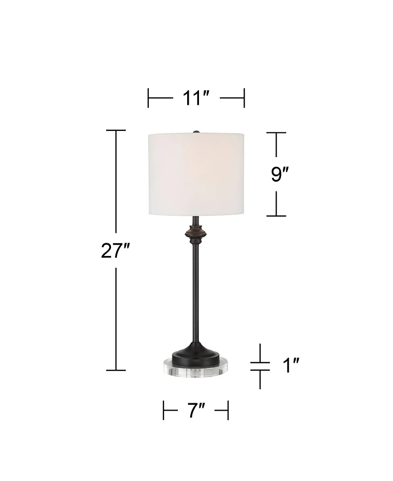 360 Lighting Lynn Modern Industrial Table Lamp Set of 2 with Round Risers 27 Inches Tall Drum Shade for Bedroom Living Room Bedside Nightstand Office