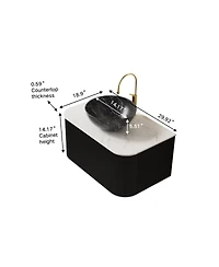 Sillysis Wall Mounted Bathroom Vanity, Artificial Marble Top with Bowl Sink, Striped Plywood Cabinet