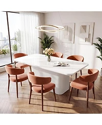 Tribesigns 63 inches Dining Table with Fluted Pedestal, Modern Kitchen Table for 4-6 People, Dining Room Table with 1.5 inches Thick Tabletop