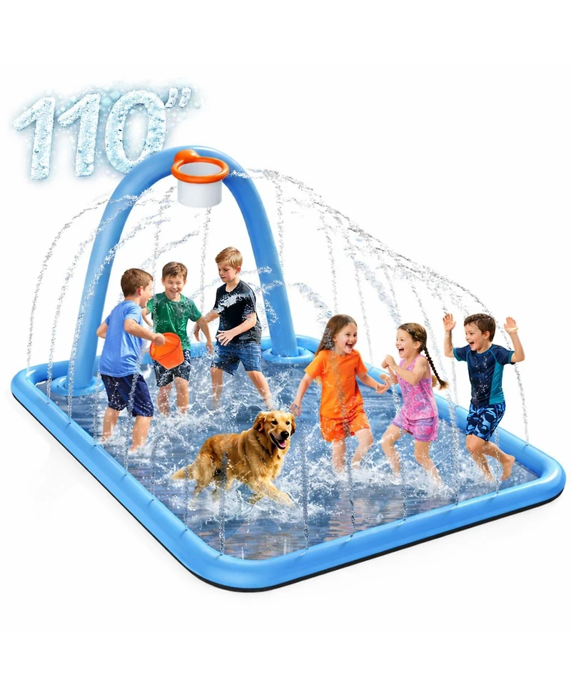 Gnuadz Splash Pad Sprinkler Basketball Hoop Non-slip Outdoor Pool Kids