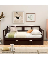 Sailvan Full Daybed Wood Bed with Twin Trundle