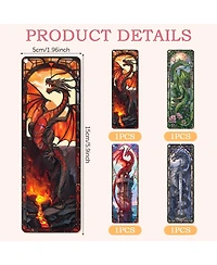 Gnuadz Stained Glass Dragon Pvc Bookmarks with Tassels