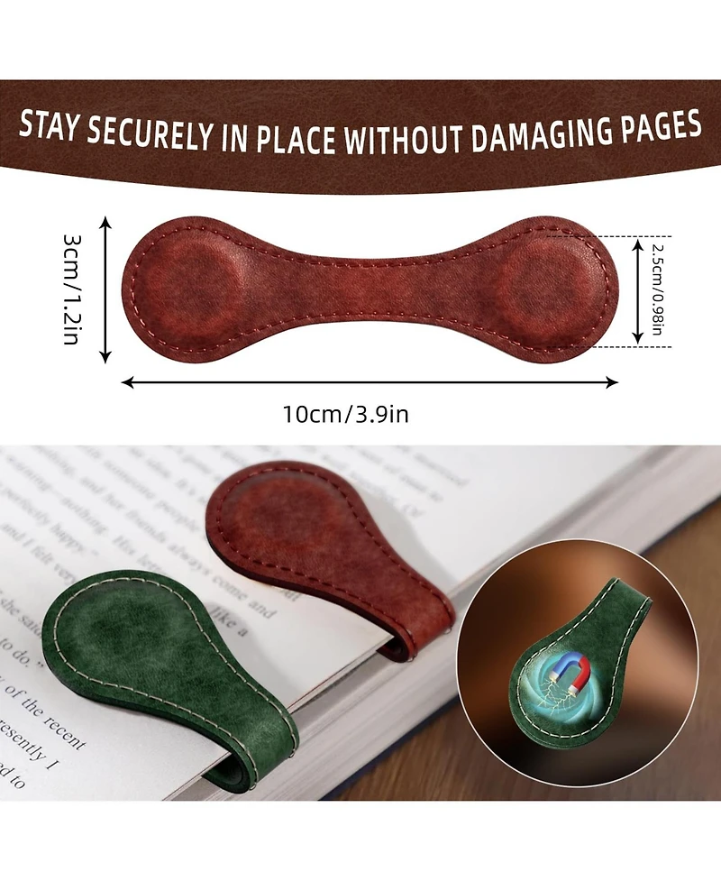 Gnuadz Magnetic Leather Bookmarks Vintage Reading Gift Set