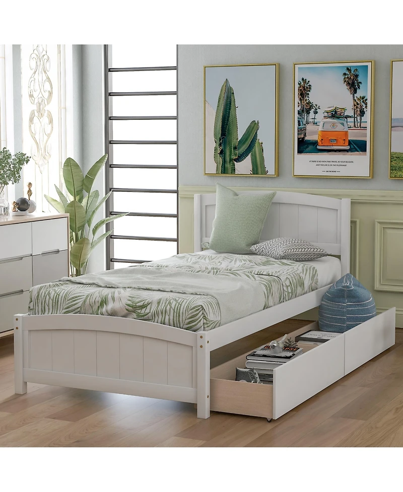 Sailvan Twin size Platform Bed with Two Drawers
