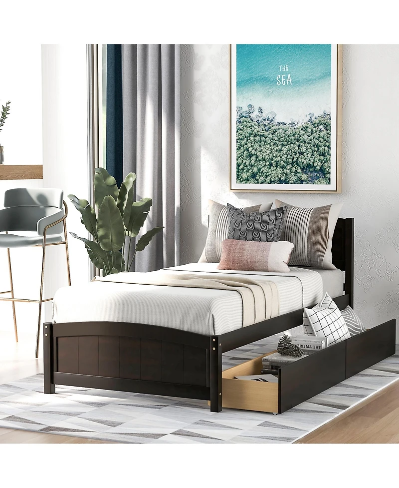 Sailvan Twin Platform Bed with Two Drawers