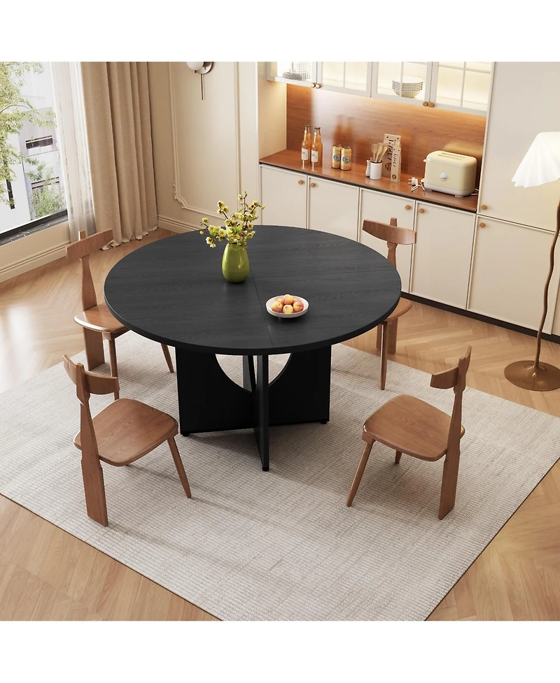 homfan 47 Inch Round Dining Table for 4-6, Modern Kitchen and with Pedestal Base, Easy Assembly