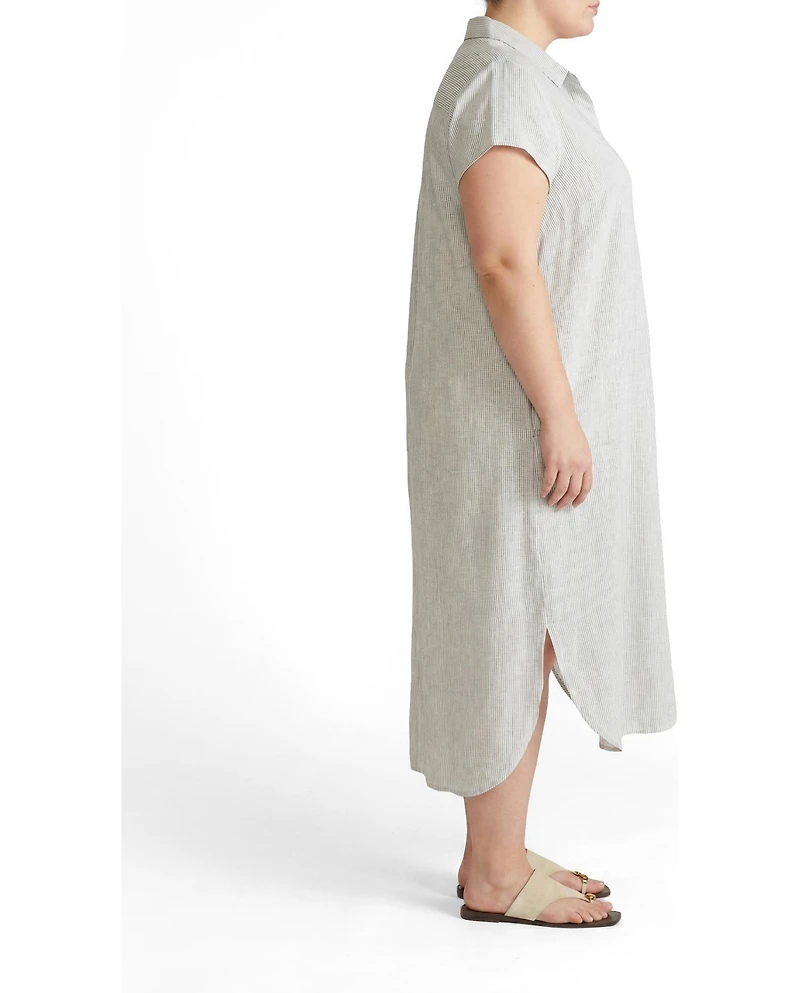 Universal Standard Plus Dune Linen Shirtdress