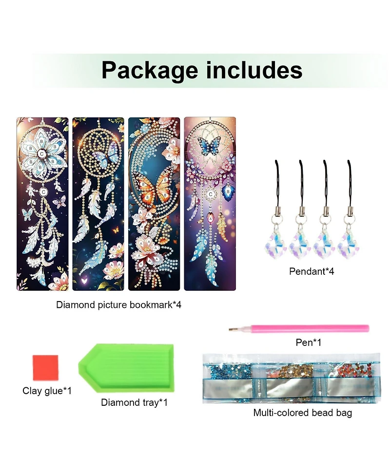 Gnuadz Diamond Painting Bookmarks Dreamcatcher Butterfly Diy Kit