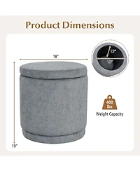 Costway Round Storage Ottoman Footrest with Removable Lid 400 Lbs Weight Capacity for Home