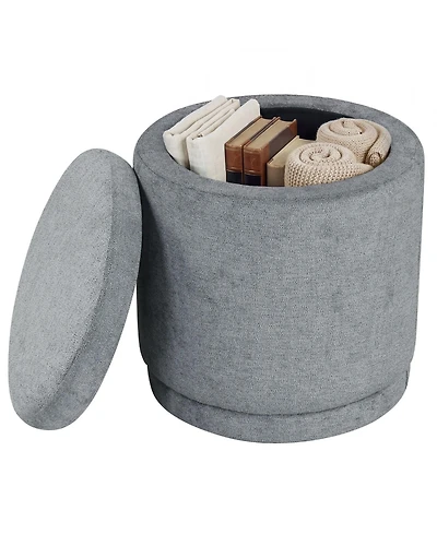Costway Round Storage Ottoman Footrest with Removable Lid 400 Lbs Weight Capacity for Home