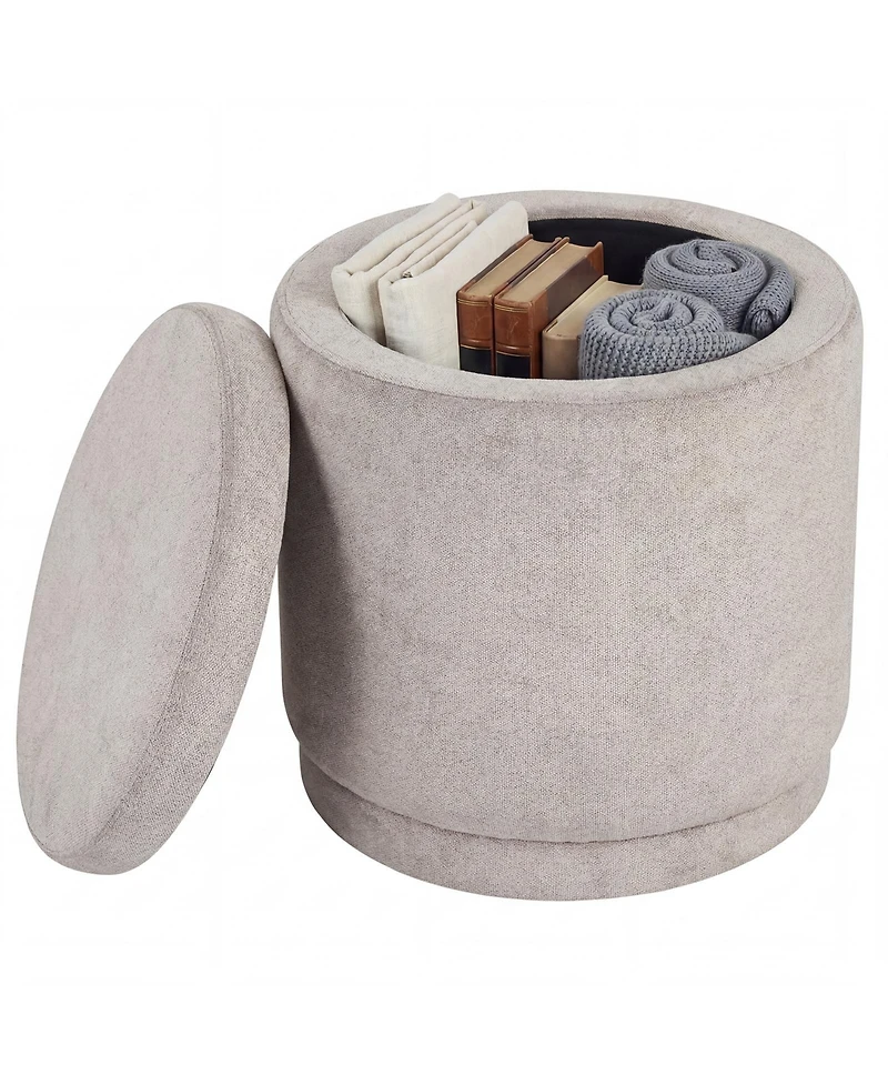 Costway Round Storage Ottoman Footrest with Removable Lid 400 Lbs Weight Capacity for Home