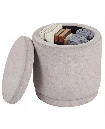 Costway Round Storage Ottoman Footrest with Removable Lid 400 Lbs Weight Capacity for Home