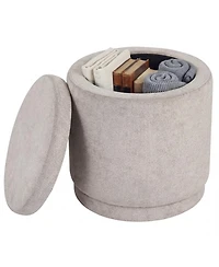 Costway Round Storage Ottoman Footrest with Removable Lid 400 Lbs Weight Capacity for Home