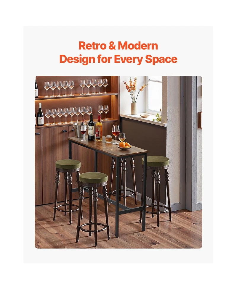 flynama 39x16x35.5" Industrial Metal and Wood Bar Table