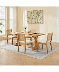 Clihome Farmhouse Rattan Dining Chairs Set of 2, Mid Century Modern Kitchen and Dining Room Chairs