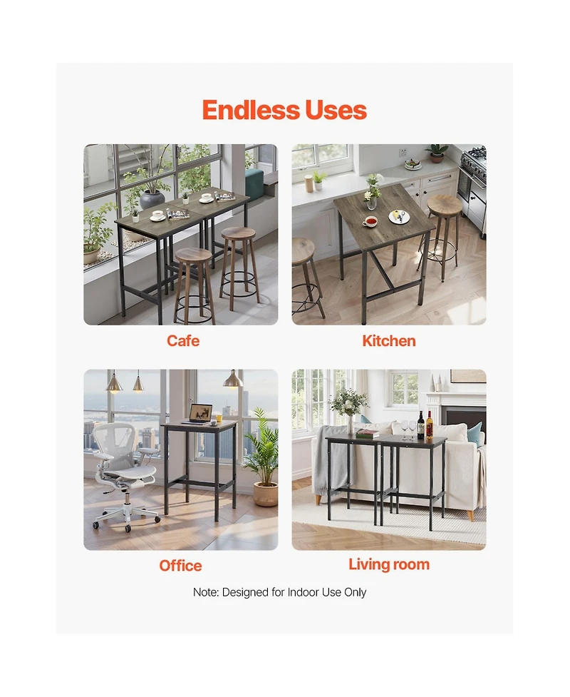 flynama 24" Compact Modern Metal and Wood Bar Table