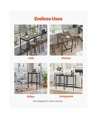 flynama 24" Compact Modern Metal and Wood Bar Table