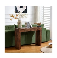 flynama 50" Walnut Wood Grain Bar Table with 2 Drawers