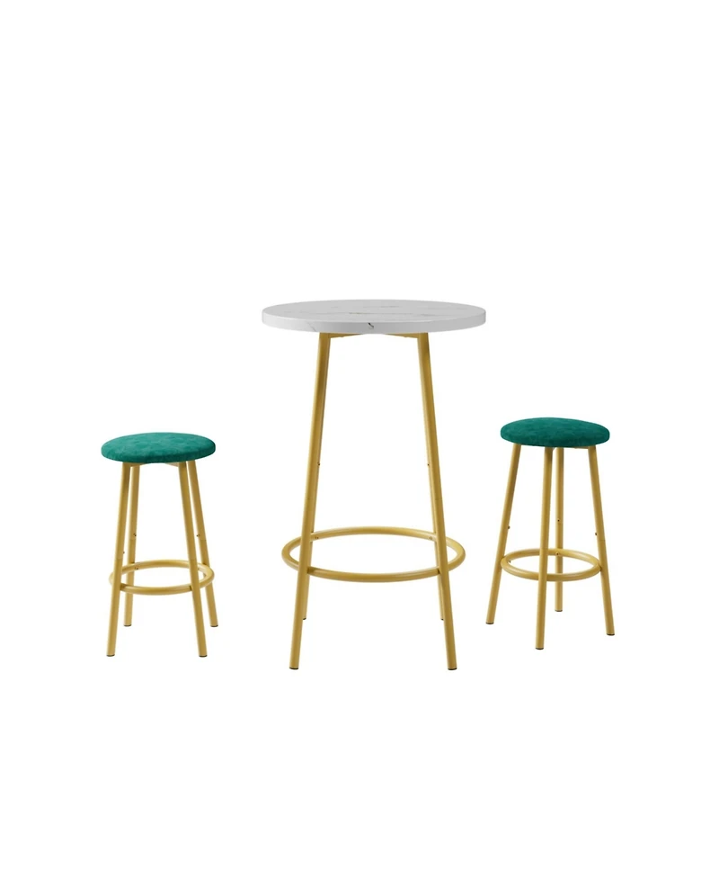 flynama 3-Piece Modern Pub Bar Table Set with 2 Stools
