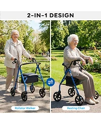 Costway Rollator Walker with Seat, Height Adjustable Handles, Storage Basket for Seniors
