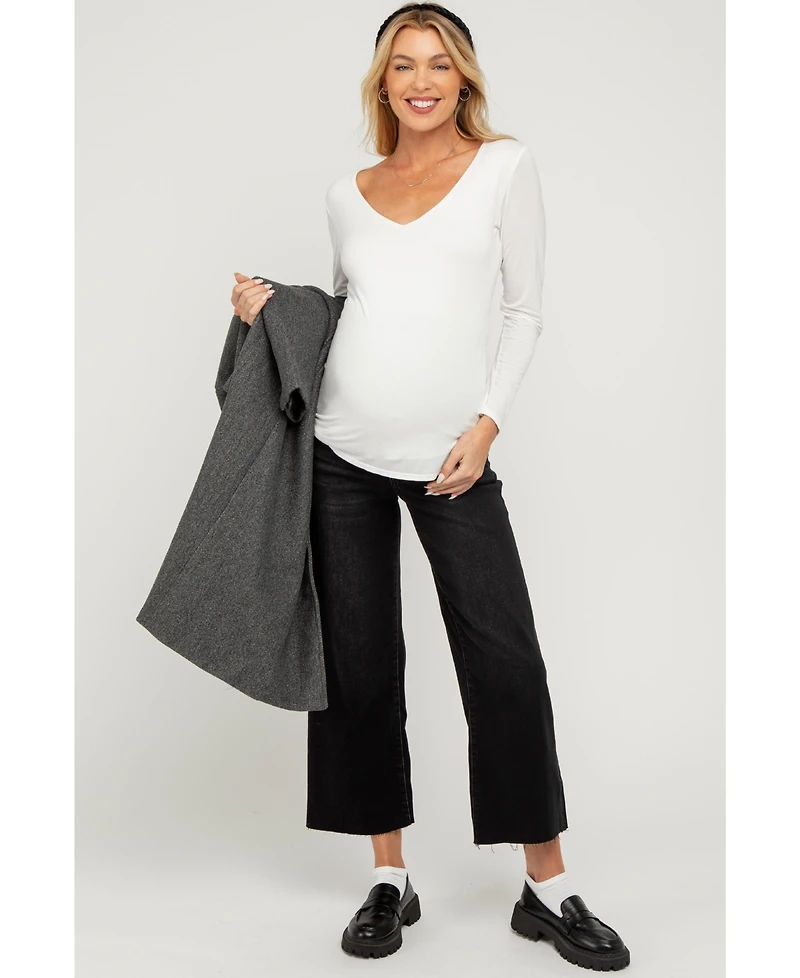 Pinkblush Maternity Raw Hem Cropped Wide Leg Jeans