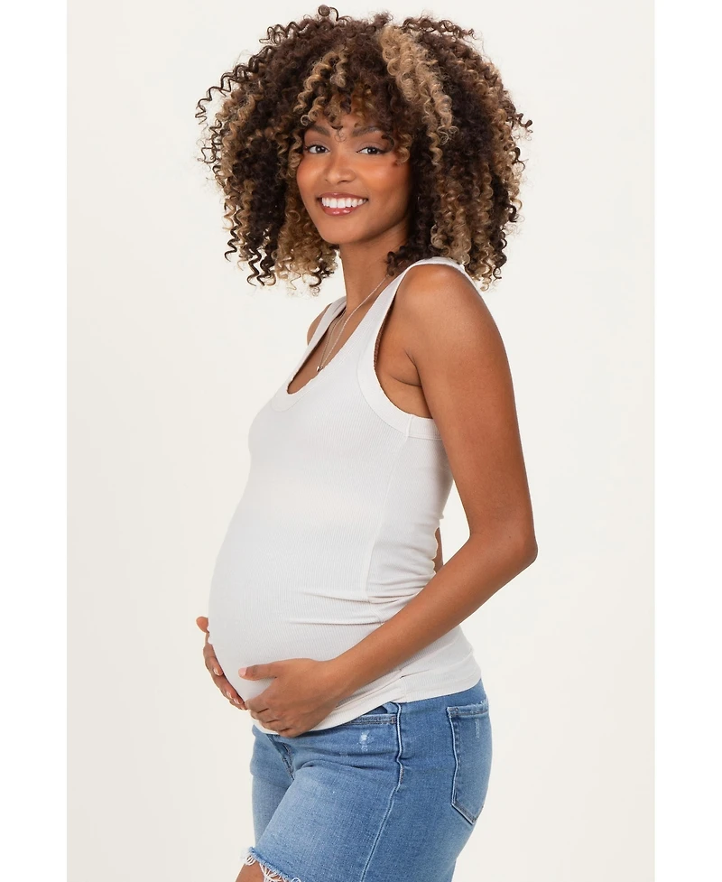 Pinkblush Maternity Heather Grey Ribbed Scoop Neck Tank Top
