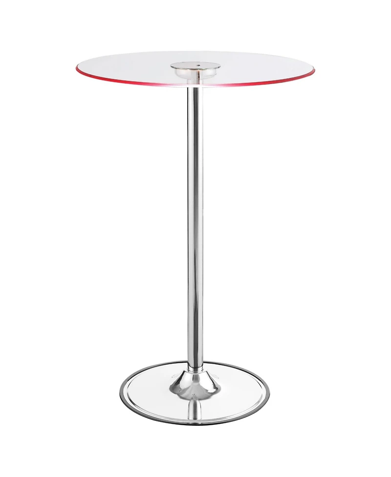 flynama Chrome Glass Top Led Bistro Bar Table with Dimmable Light