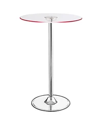 flynama Chrome Glass Top Led Bistro Bar Table with Dimmable Light
