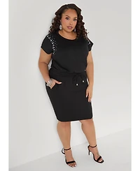 Ashley Stewart Women's Crystal Accented Sneaker Dress