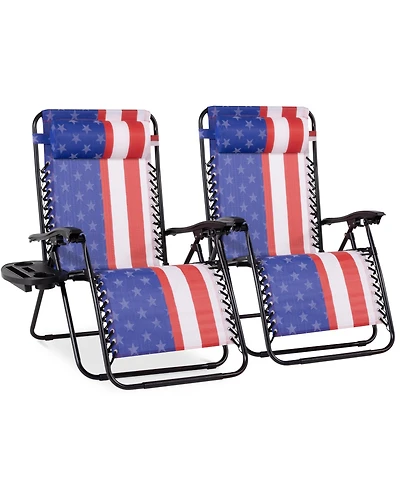 Best Choice Products Set of 2 Extra Wide Zero Gravity Lounge Chair Recliners w/ Cup Holder