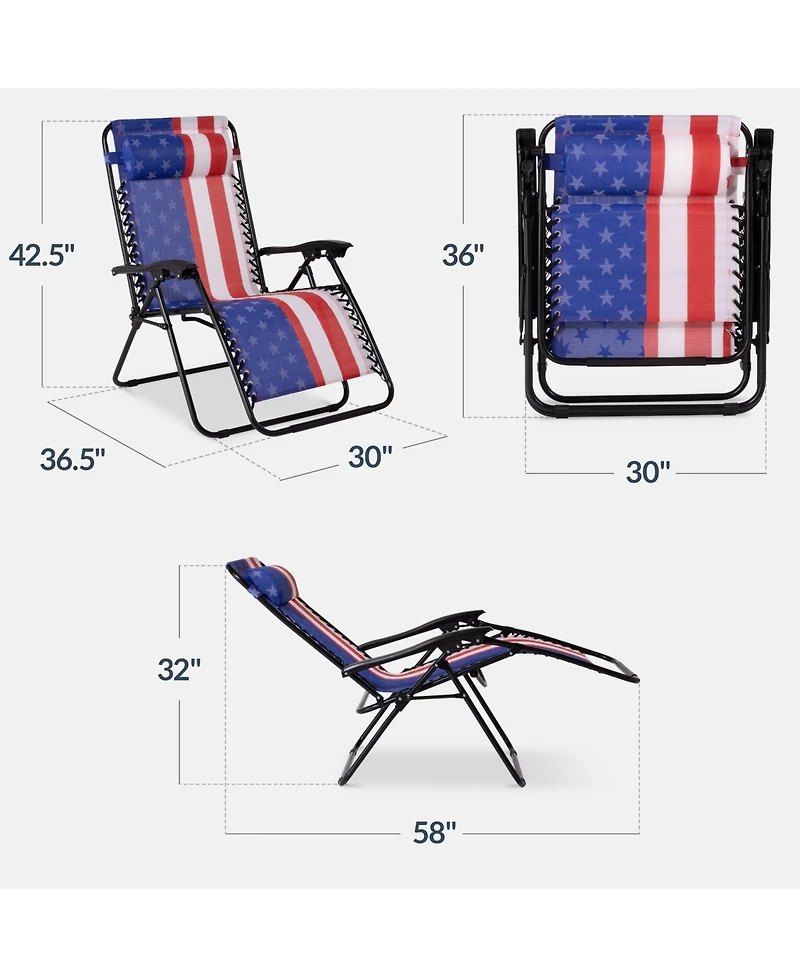 Best Choice Products Set of 2 Extra Wide Zero Gravity Lounge Chair Recliners w/ Cup Holder
