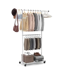 Costway Garment Rack with Extendable Rods, Clothes Stand on Wheels for , Dressing Rooms