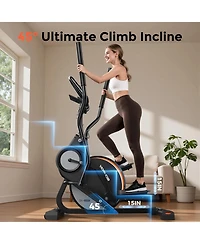 Fed Fitness Compact Elliptical with 45degree(s) Incline, 16 Resistance Levels, App Compatibility, Home Exercise Machine