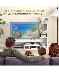 Gymax Cube Tv Stand for TVs up to 50inch Media Console Table with L-shaped Storage Shelves