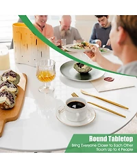 Gymax 32'' Modern Tulip Kitchen Table Round Dining Table with Mdf Top and Metal Pedestal Base