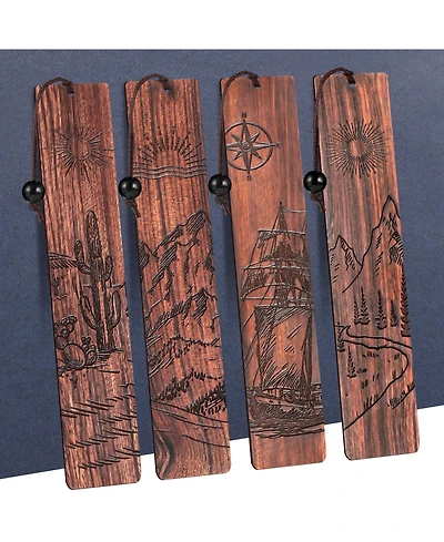 Gnuadz Wood Bookmark Men Adventure Carving Vintage Gift