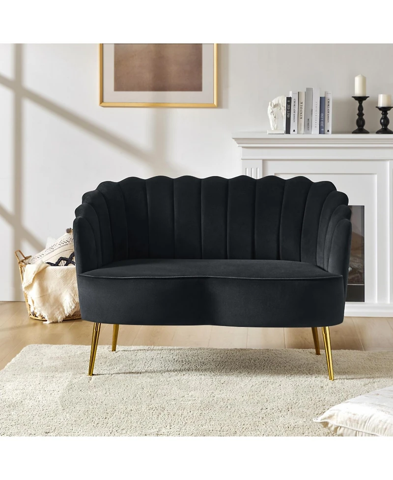 Hulala Home Hendrix Contemporary 50.2" Velvet Loveseat Sofa with Metal Legs