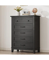 gaomon 5 Dresser for Bedroom, 41.3 Tall Vertical Drawer Dresser, Freestanding Wooden Closet Chest Living Room, Set of 2
