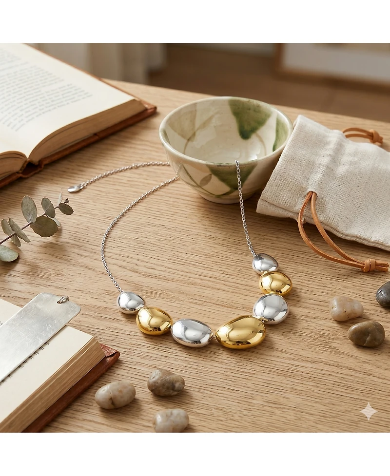 Simona Polished Puffed Irregular-Shaped Two-Tone Necklace