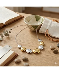 Simona Polished Puffed Irregular-Shaped Two-Tone Necklace