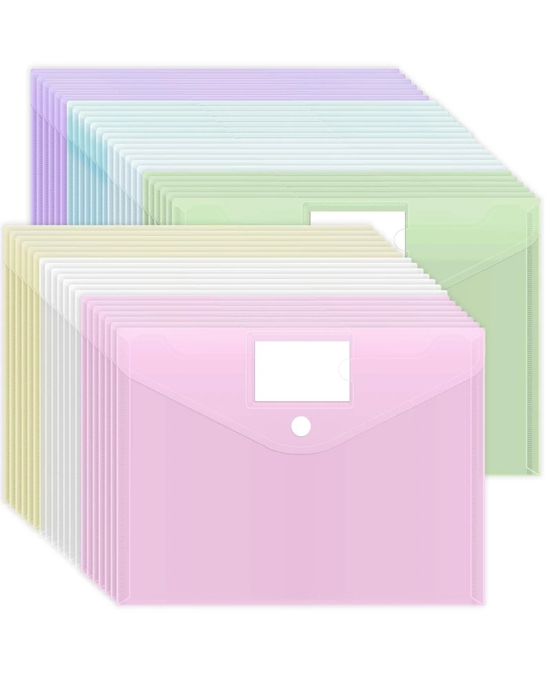 Gnuadz Plastic Envelopes File Folders Hook Loop Closure Label Pocket A4 School Office